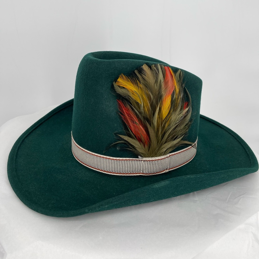 Wool Western Hat WPL 5923  Cowboy Style Hat  100% Wool Green Size 7 EUC